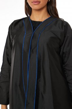 MOIRR2318 2 Black Taffeta Abaya Highlighted with Blue Color