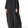 MOIRR2316 Black V-Neck Taffeta Abaya with white Thread Work