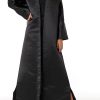MOIRR2315 Black Bridal Satin V-Neck Bead Work Abaya