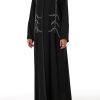 Black Nida Open Front Embroidered Abaya