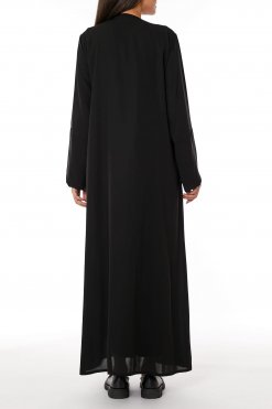 MOIRR2313 3 Black Nida Open Front Embroidered Abaya