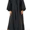 MOIRR2312 Black Taffeta Open Abaya with Lace