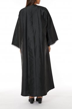 MOIRR2312 3 Black Taffeta Open Abaya with Lace