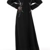 MOIRR2311 Black Nida Embroidered V-Neck Open Abaya