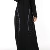 MOIRR2310 Black Nida Embroidered Open Abaya