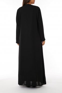 Black Nida Embroidered Open Abaya 7 MOIRR2310 3 Black Nida Embroidered Open Abaya