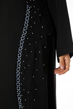 Black Nida Embroidered Open Abaya 6 MOIRR2310 2 Black Nida Embroidered Open Abaya