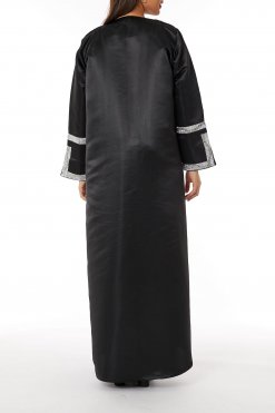 MOIRR2305 3 Black Bridal Satin Abaya