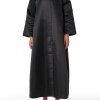 MOIRR2304 Black Bridal Satin Embroidered Abaya