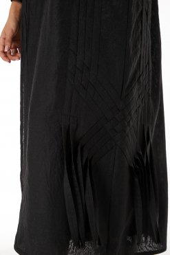 MOIRR2303 2 Black Criss-Cross Linen Abaya