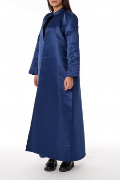 MOIRR2338 1 Navy Bridal Satin Embroidered with Mandarin Collar
