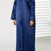 Navy Bridal Satin Embroidered Abaya 8 MOIRR2346 Navy Bridal Satin Embroidered Abaya