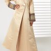 MOIRR2347 Peach Lapel Collar Bridal Satin Abaya with Pockets