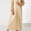 MOIRR2349 Peach Bridal Satin Embroidered with Mandarin Collar