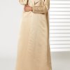 Lapel Collar Peach Bridal Satin  Embroidered Abaya