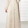 MOIRR2355 Peach Bridal Satin Thread Work Open Abaya