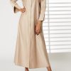 Peach Bridal Satin Open Abaya Embroidery