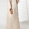 MOIRR2358 Peach Bridal Satin Embroidered Open Abaya