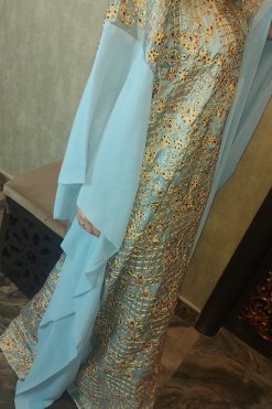 AJC 22130 5 Golden Zaree Embroidered Gown