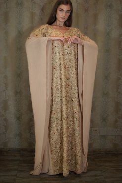 AJC 22137 3 Golden Zaree Embroidered Gown