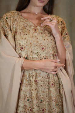 AJC 22137 4 Golden Zaree Embroidered Gown