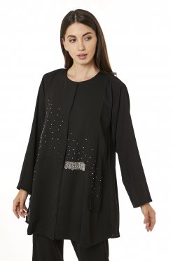 MOI0623105 2 Black Zoom Top and Pants Set