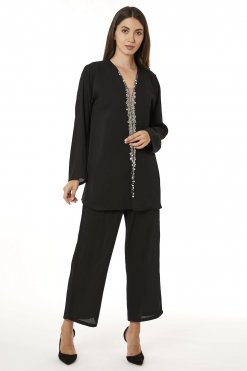 MOI0623108 1 Black Zoom Top and Pants Set