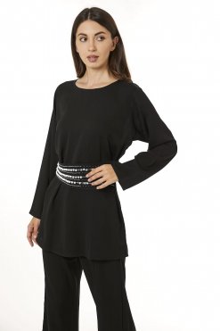 MOI0623107 2 Black Zoom Top and Pants Set