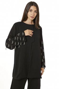 MOI0623109 2 Black Zoom Top and Pants Set