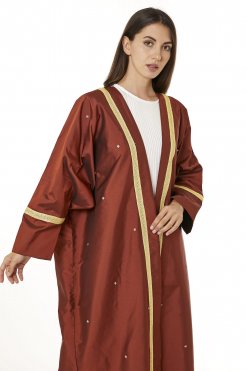 MOI0623120 2 Rust Orange Victoria Satin Abaya
