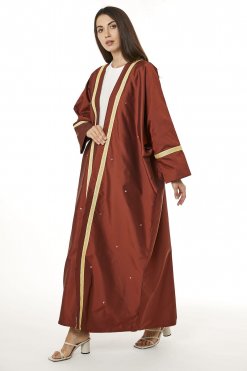 MOI0623120 1 Rust Orange Victoria Satin Abaya