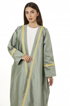 MOI0623121 2 Light Green Victoria Satin Abaya