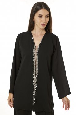 MOI0623108 2 Black Zoom Top and Pants Set
