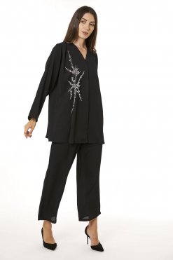 MOI0623106 1 Black Zoom Top and Pants Set