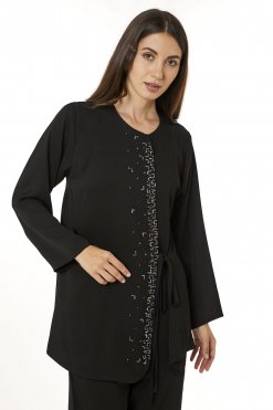 MOI0623103 2 Black Zoom Top and Pants Set