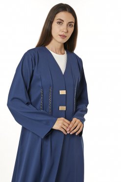MOI0623127 2 Dark Blue Indonesian Crepe Hand Embellished Abaya