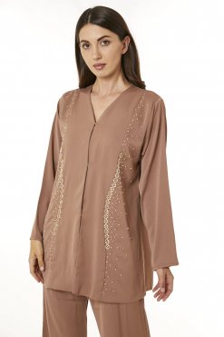 MOI0623086 2 Brown Zoom Top and Pants Set