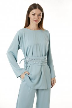 MOI0623082 2 Light Blue Zoom Top and Pants Set