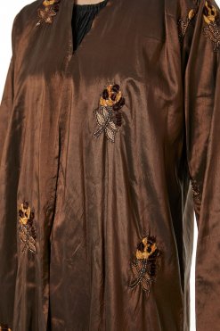 MOI0623076 2 Brown Tafta Embroidered Abaya