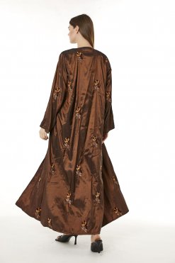 MOI0623076 3 Brown Tafta Embroidered Abaya