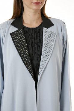 MOI0623075 2 Light Blue Indonesian Crepe Hand Embellished Abaya