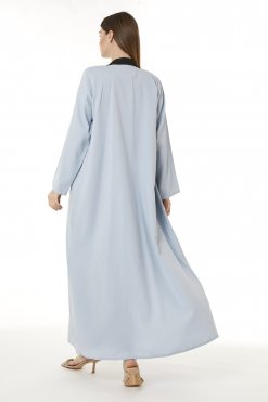 MOI0623075 3 Light Blue Indonesian Crepe Hand Embellished Abaya