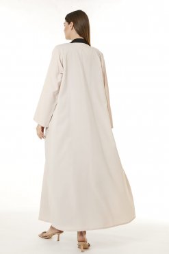 MOI0623074 3 Peach Indonesian Crepe Hand Embellished Abaya