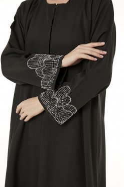 MOI0623073 2 Black Korean Nida Hand Embellished Abaya
