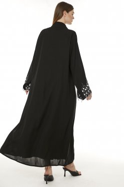 MOI0623071 3 Black Korean Nida Hand Embellished Abaya