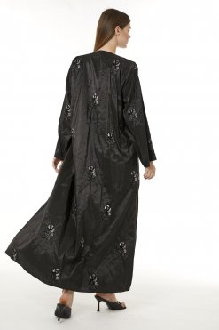 MOI0623070 3 Black Tafta Embroidered Abaya