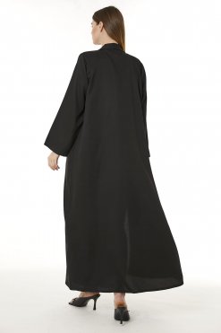 MOI0623069 3 Black Indonesian Crepe Hand Embellished Abaya