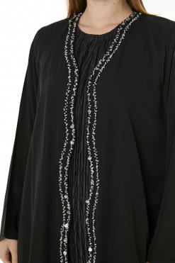 MOI0623067 2 Black Korean Nida Hand Embellished Abaya
