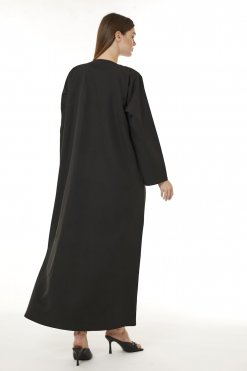 MOI0623063 3 Black Barbie Crepe Hand Embellished Abaya
