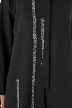 MOI0623063 2 Black Barbie Crepe Hand Embellished Abaya